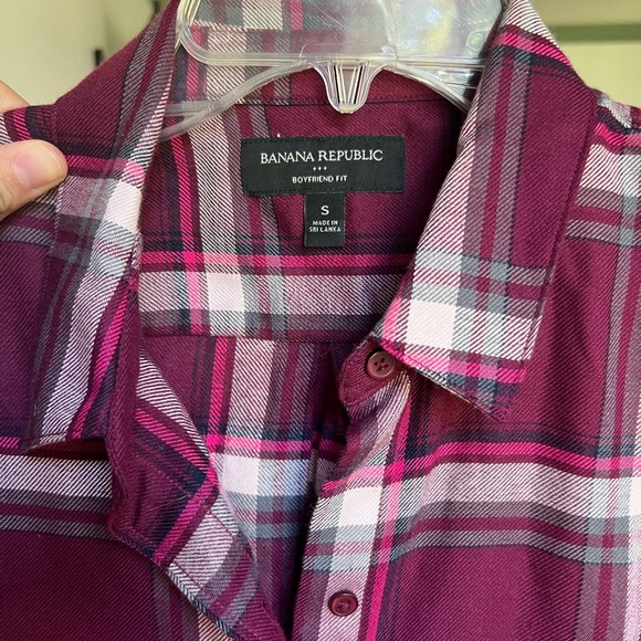 Banana Republic Boyfriend Flannel in Beetroot - Picture 3 of 3